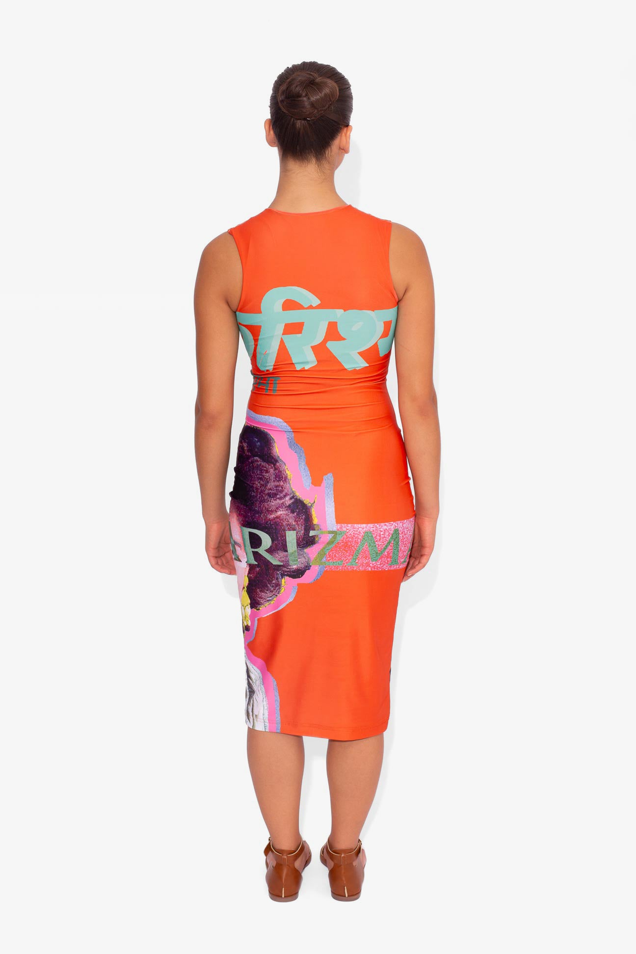 Bollywood Print Midi Dress in Orange