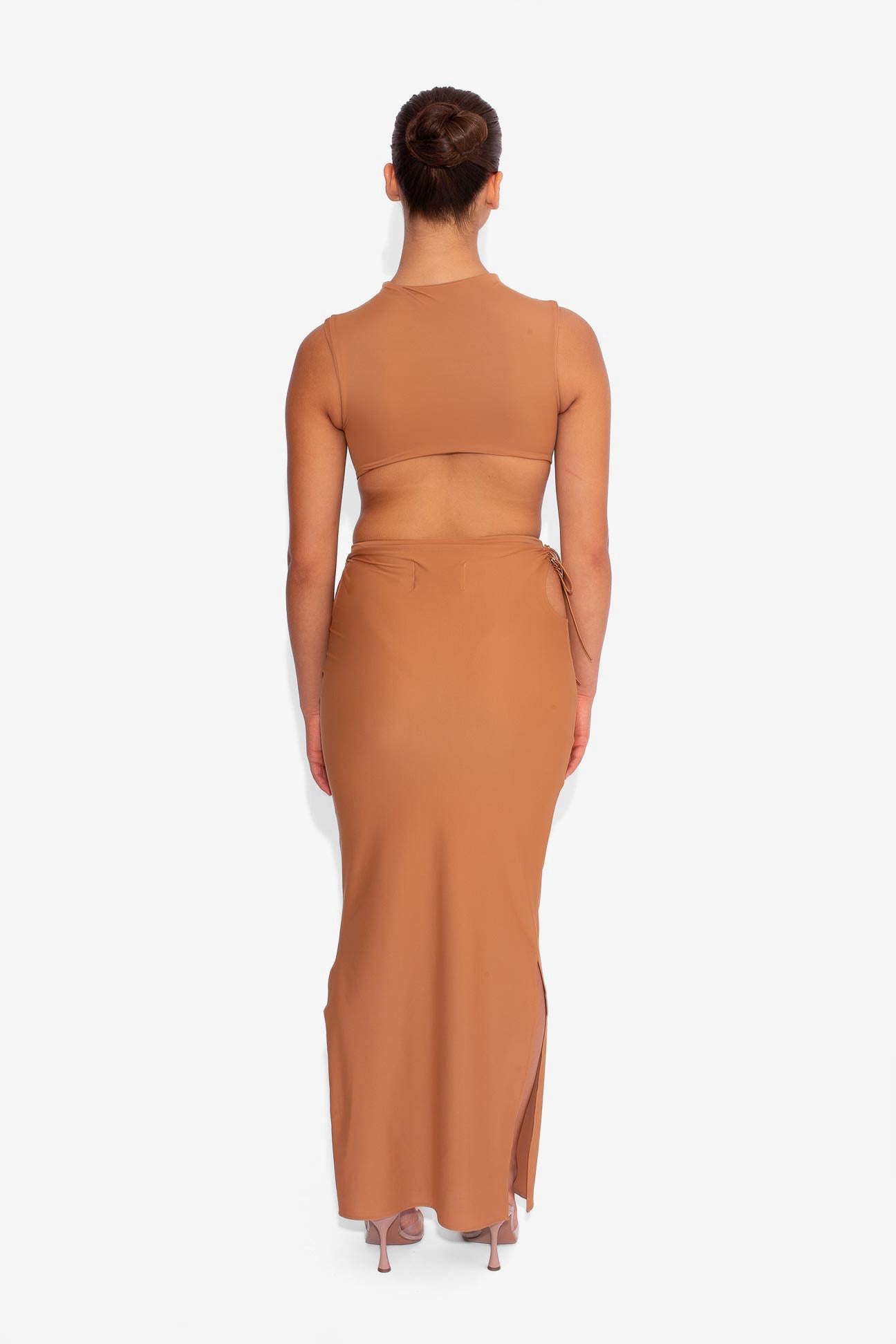 Stretch Side Cut Out Skirt in Chai