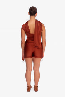 Stretch Draped Shorts in Rust