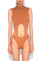 High Neck Cut Out Bodysuit in Chai