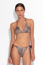 Crystal Embellished Fishnet Bikini Pant in Snakeskin