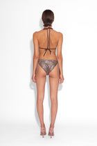 Crystal Embellished Fishnet Bikini Pant in Snakeskin