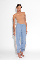 Denim Crystal Fringe Trousers