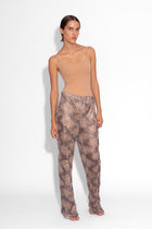 Crystal Embellished Fishnet Trousers in Snakeskin