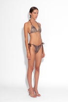 Crystal Embellished Fishnet Bikini Pant in Snakeskin