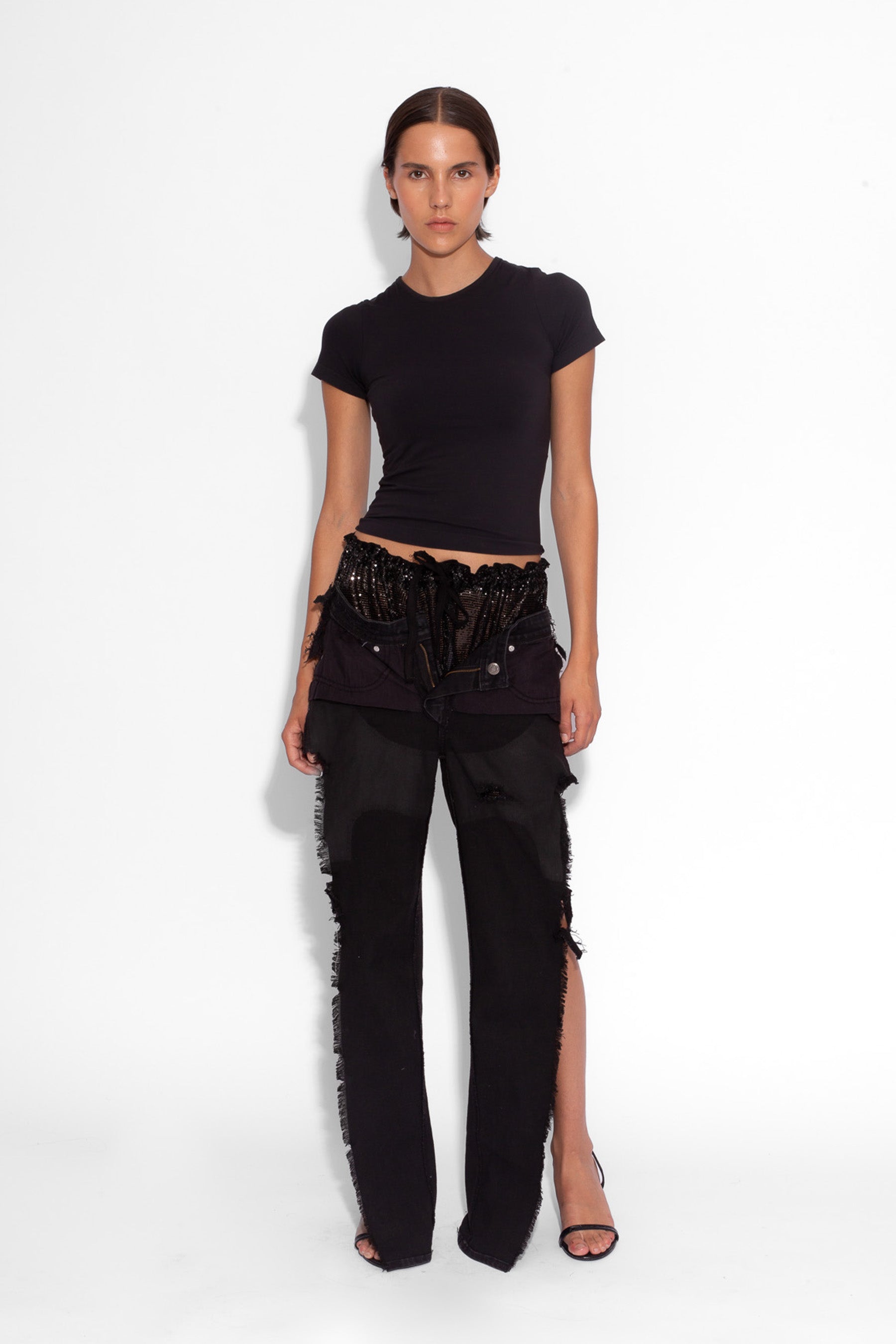 Melrose Vintage Black Denim Chainmail Jeans