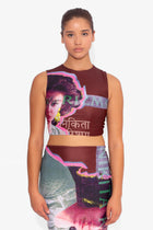 Bollywood Print Top in Brown