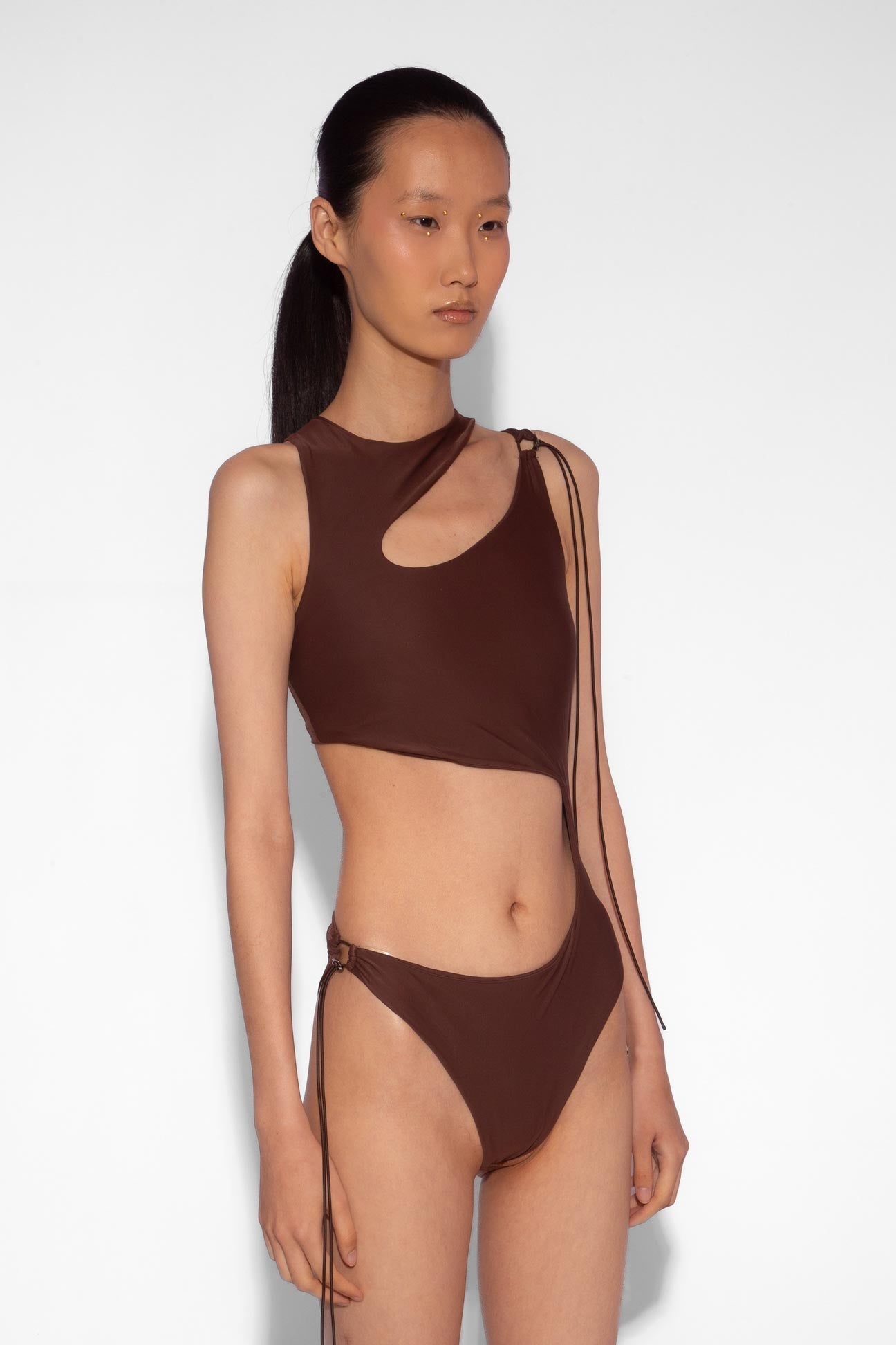 Stretch Cut Out One Piece in Cocoa