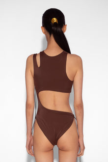 Stretch Cut Out One Piece in Cocoa