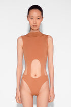 High Neck Cut Out Bodysuit in Chai