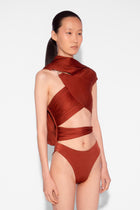 Stretch Draped One Piece in Rust