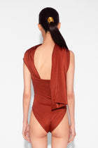 Stretch Draped One Piece in Rust