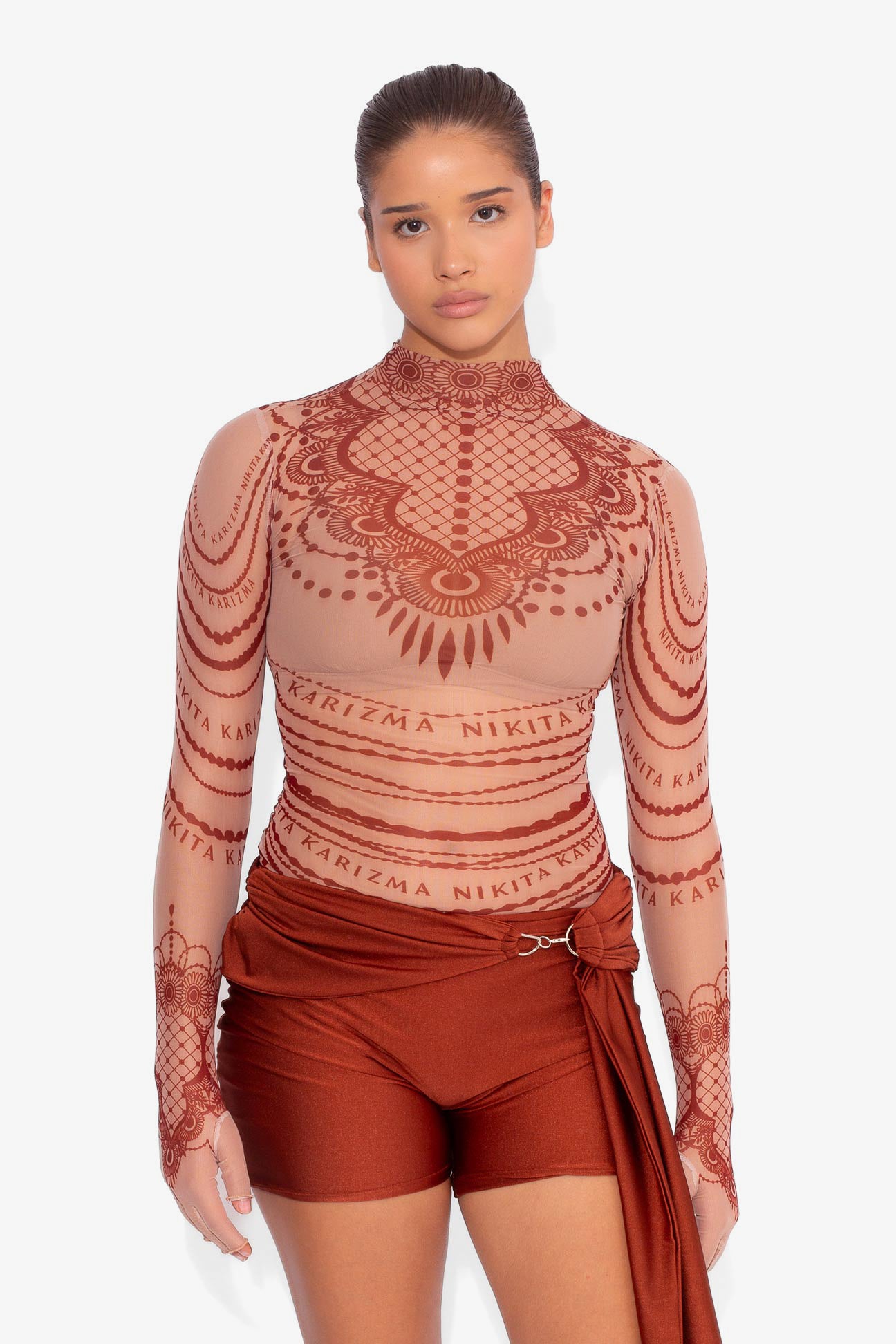 Henna Tattoo Top in Brown