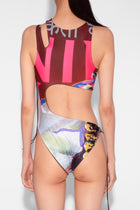 Stretch Cut Out One Piece in Bollywood Print