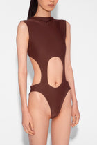 High Neck Cut Out Bodysuit in Cocoa