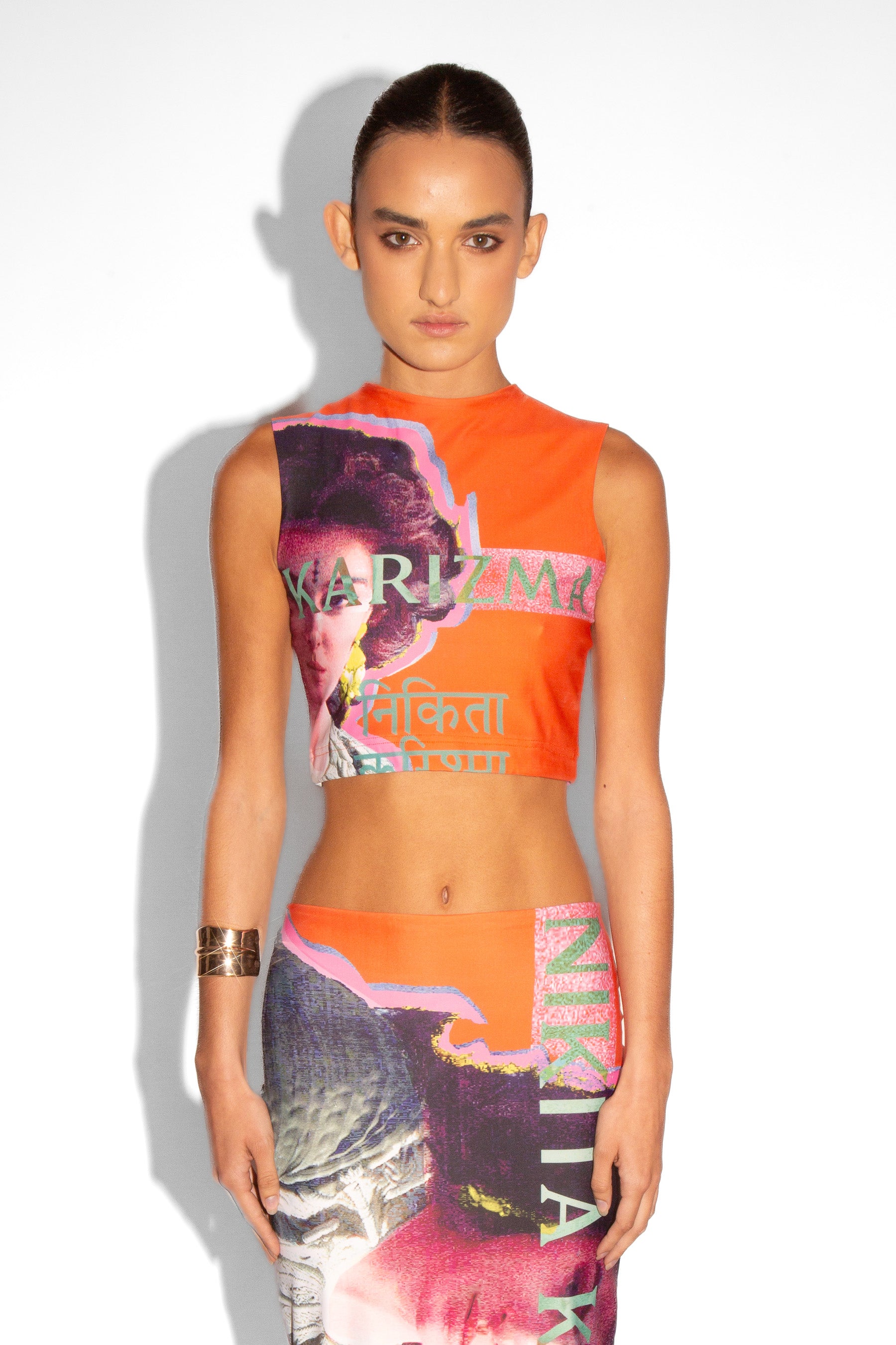 Bollywood Print Top in Orange