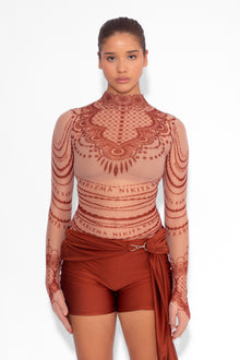 Henna Tattoo Top in Brown