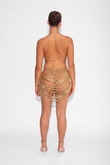 Chain Draped Mini Skirt in Gold