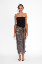 Crystal Embellished Fishnet Maxi Skirt in Black