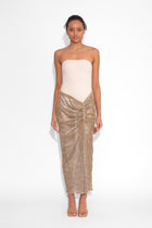 Crystal Embellished Fishnet Maxi Skirt in Gold