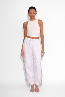 Crystal Fringe Trousers in White