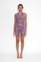 Shredded Chainmail Mini Dress in Purple