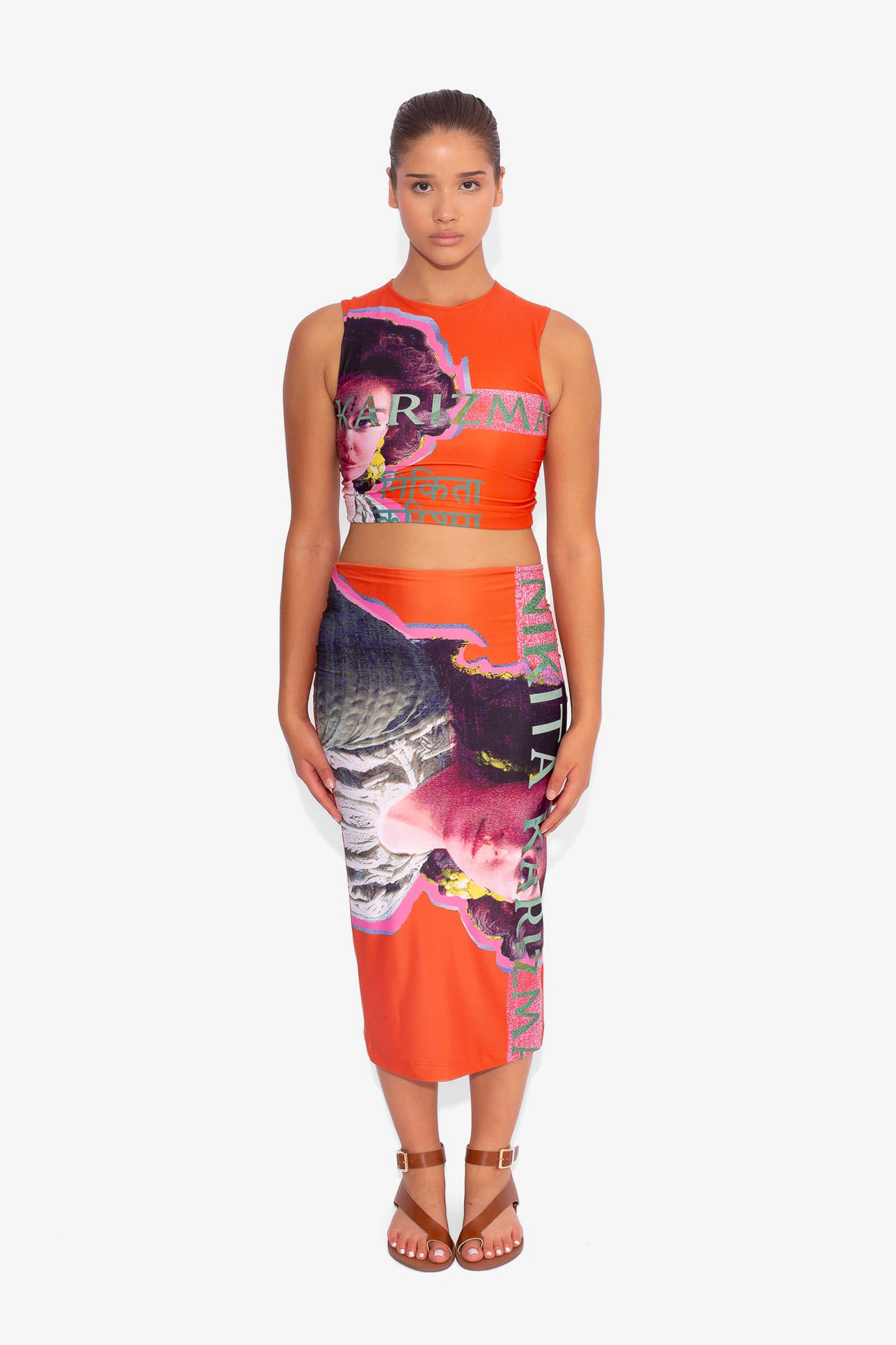 Bollywood Print Top in Orange