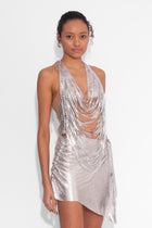 Chainmail Wrap Micro Skirt in Silver