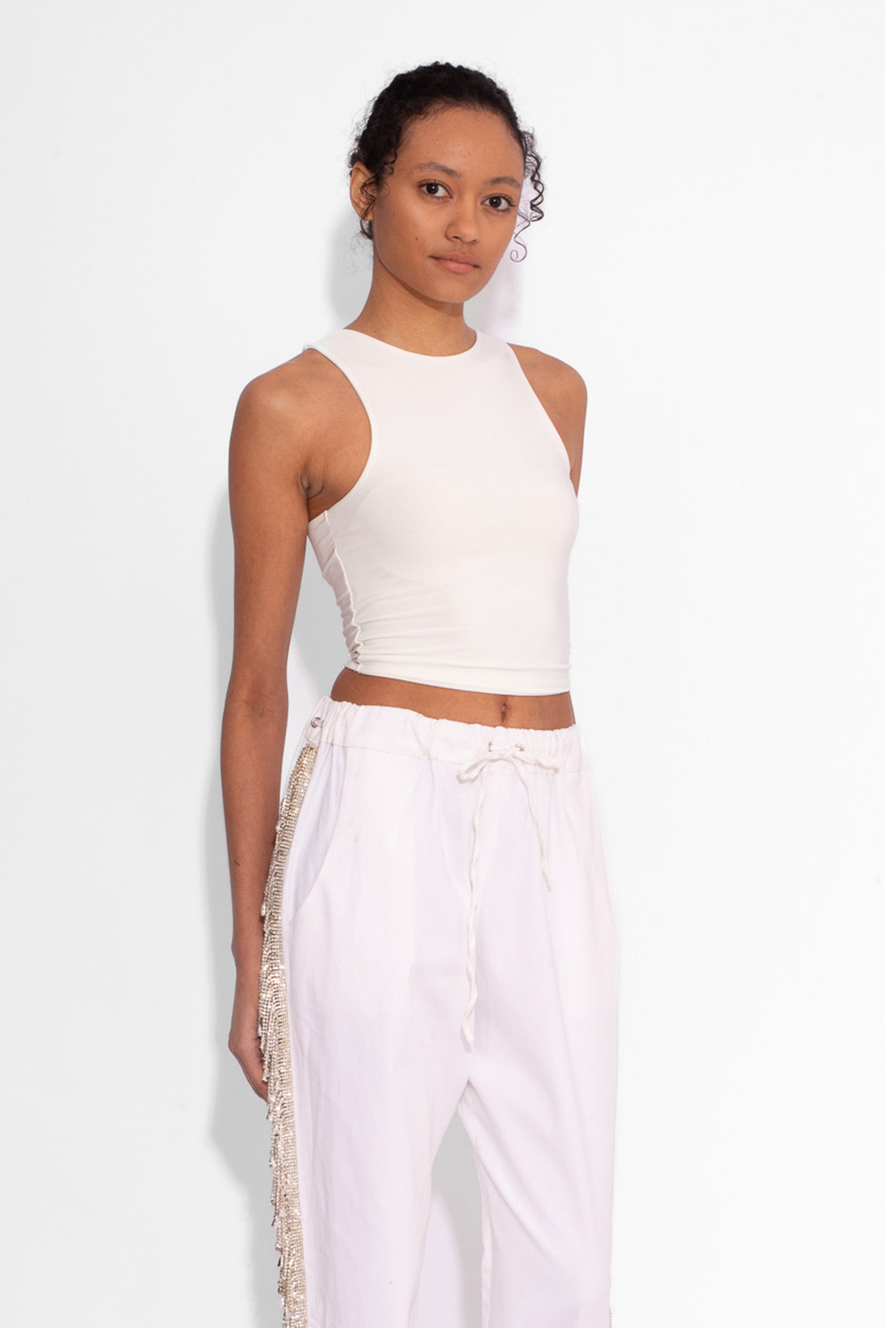 Crystal Fringe Trousers in White