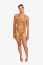 Shredded Chainmail Mini Dress in Gold