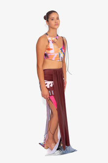 Stretch Draped Maxi Skirt in Bollywood Print