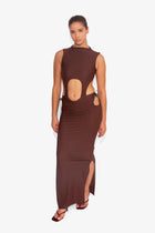 High Neck Cut Out Bodysuit in Cocoa