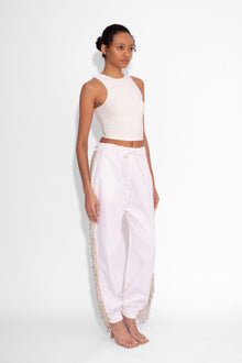 Crystal Fringe Trousers in White