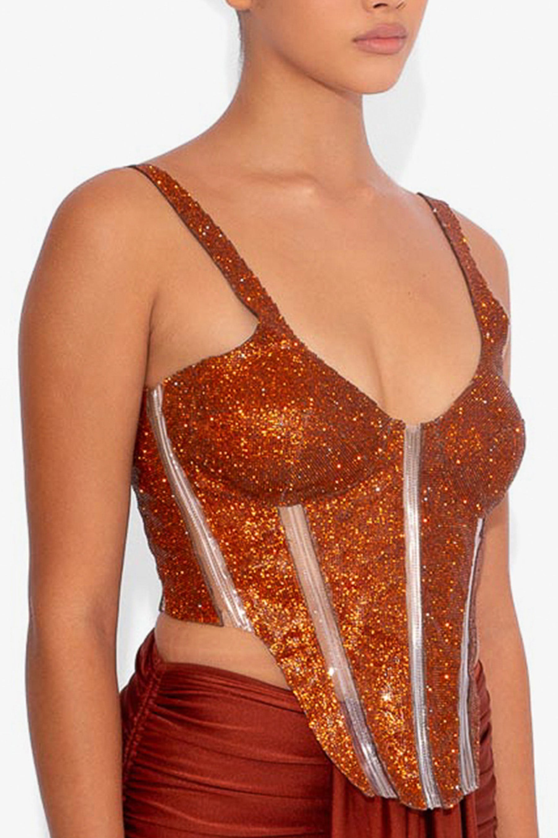 Crystal Corset Top in Rust