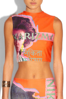 Bollywood Print Top in Orange