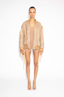 Crystal Bomber Jacket in Gold