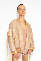 Crystal Bomber Jacket in Gold