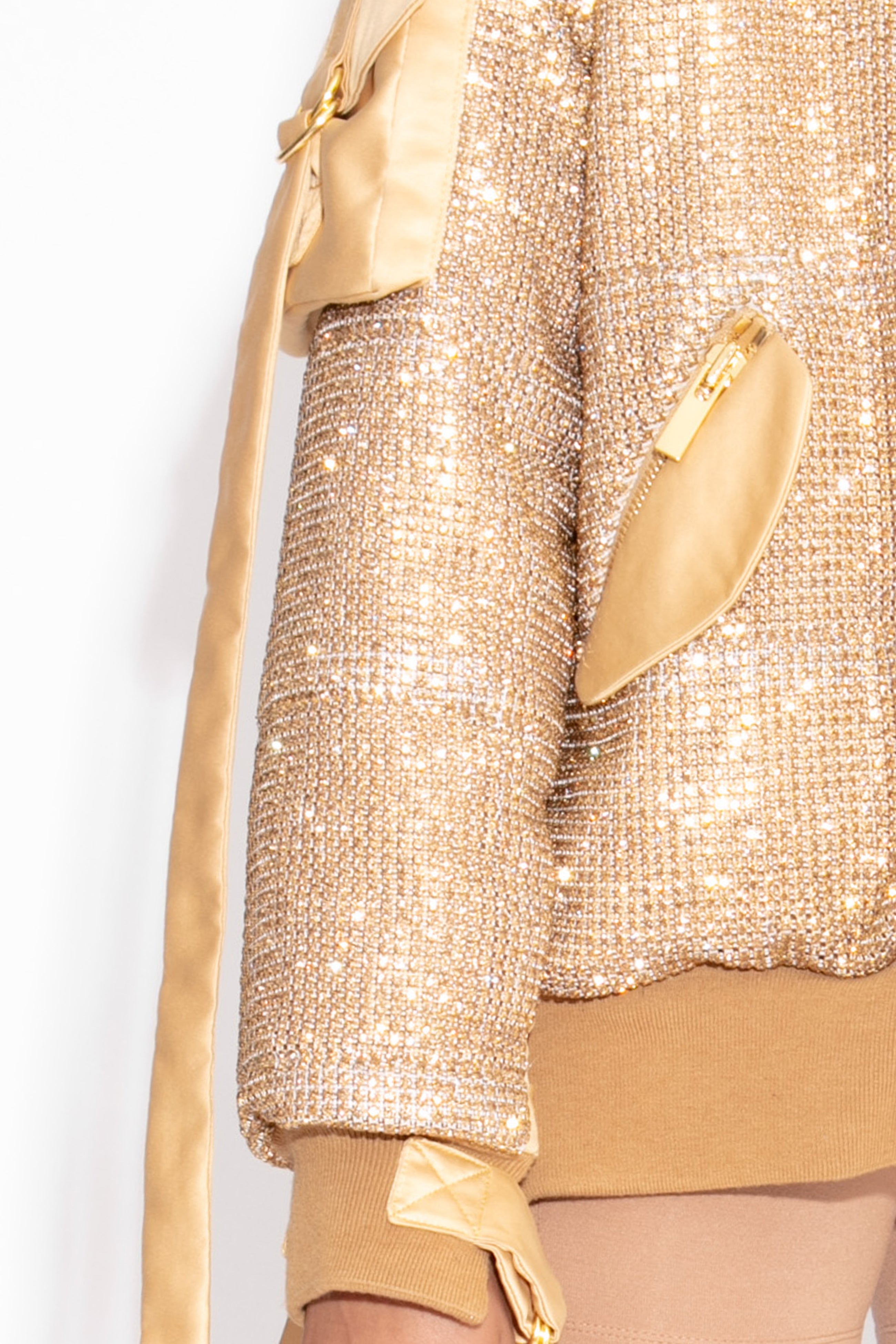 Crystal Bomber Jacket in Gold