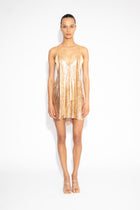 Front Draped Chainmail Dress in Gold