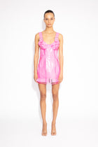 PVC Buckle Mini Dress in Fuchsia