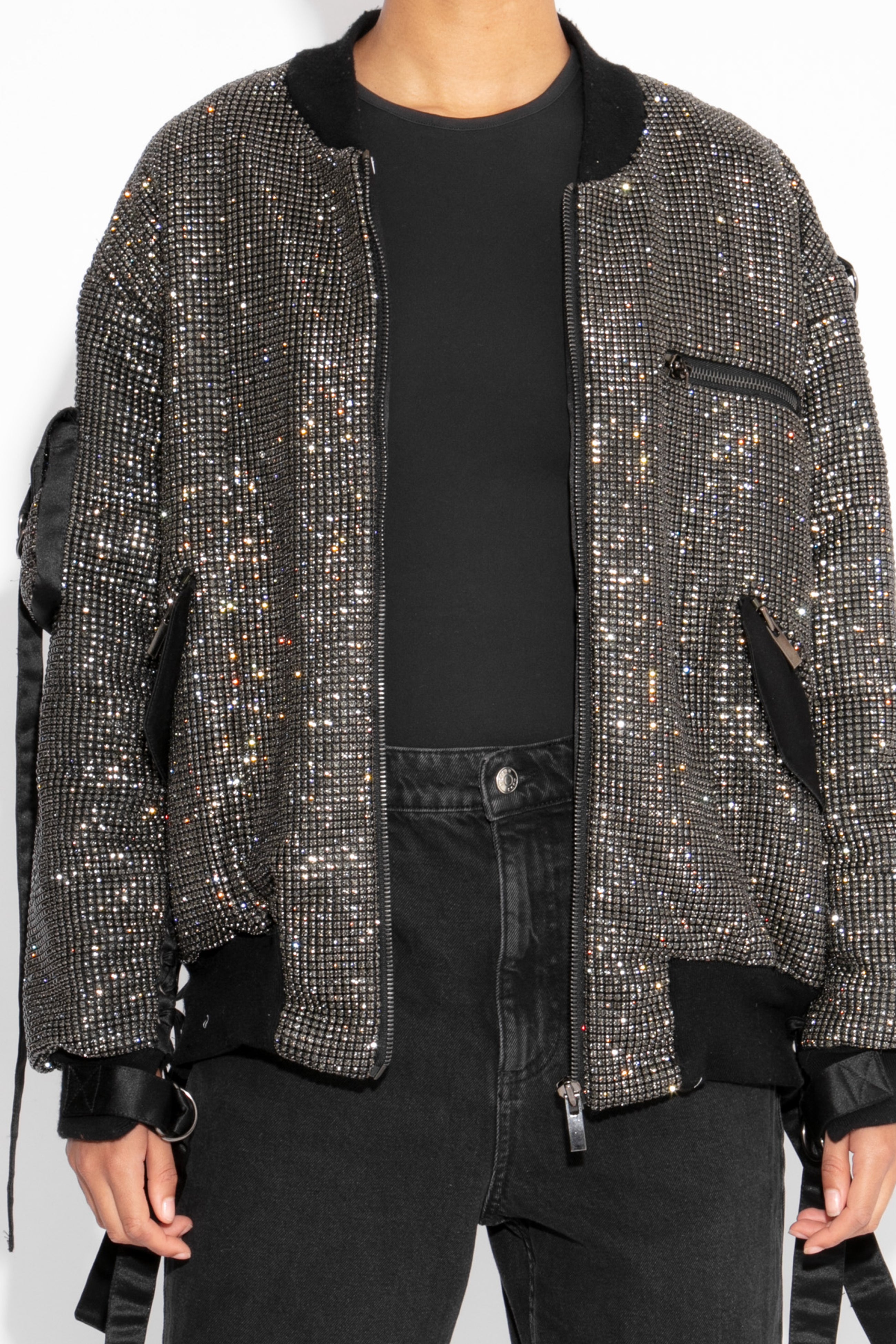 Crystal Bomber Jacket in Black