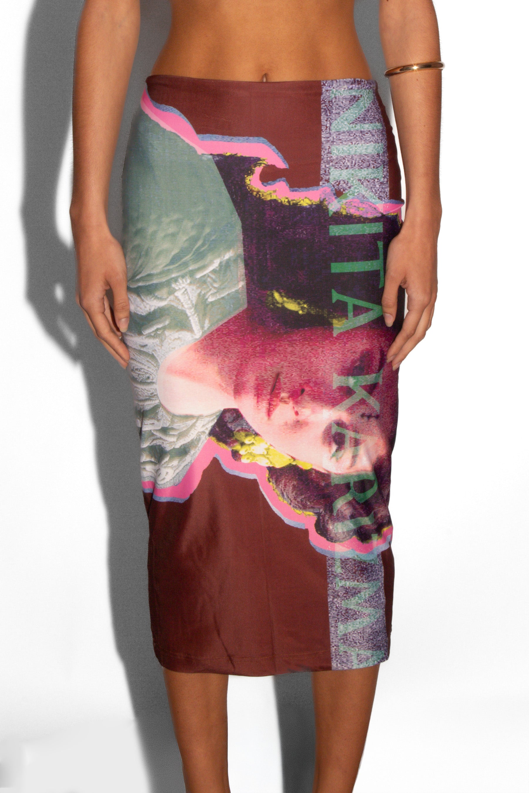 Bollywood Print Skirt in Brown