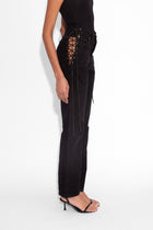 Vintage Crystal Lace Up Jeans in Black