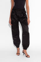 Double Waisted Satin Trousers in Black