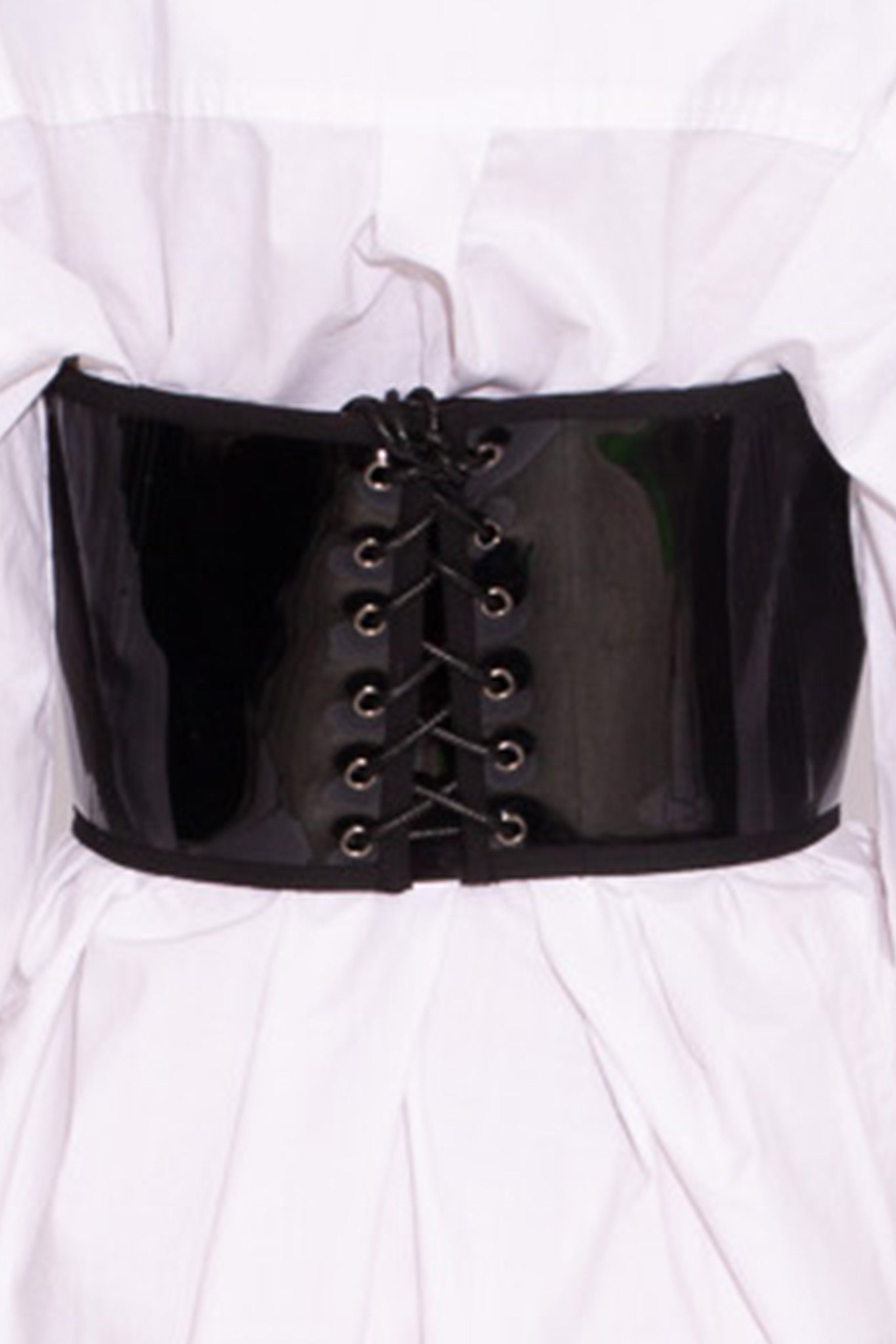 PVC Sculpted Underbust Corset in Black