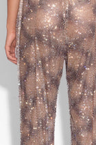 Crystal Embellished Fishnet Trousers in Snakeskin