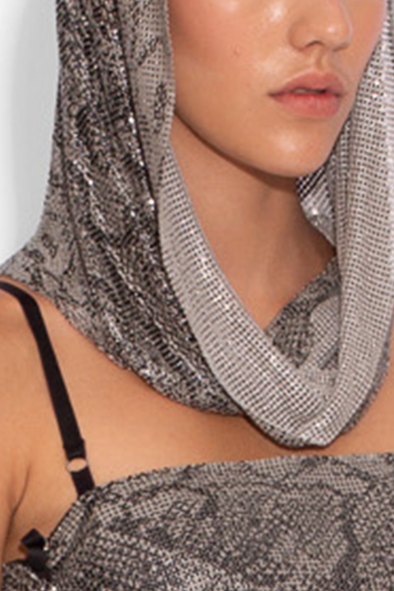 Chainmail Hood in Grey Snakeskin