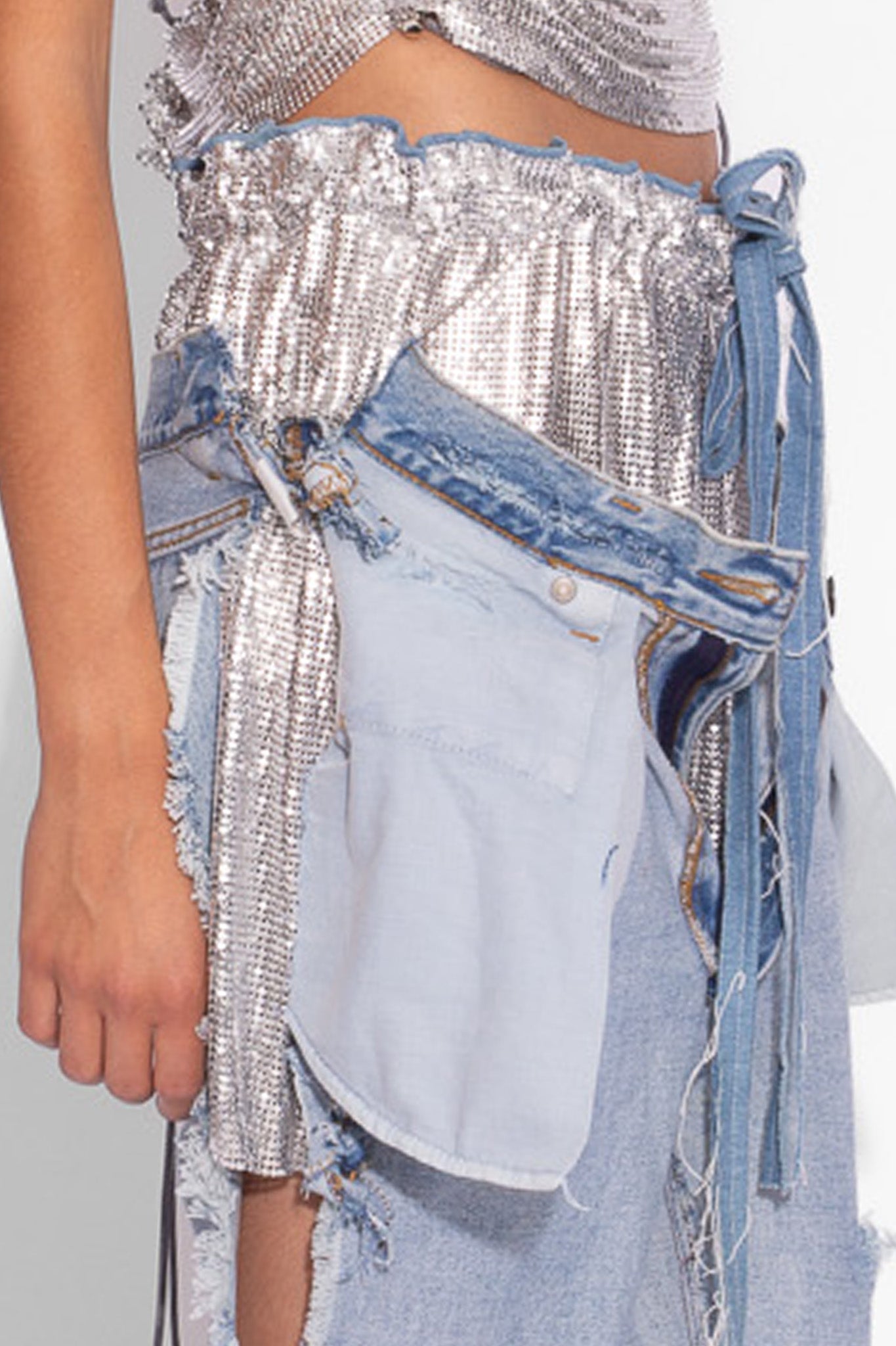 Melrose Vintage Silver and Denim Chainmail Jeans