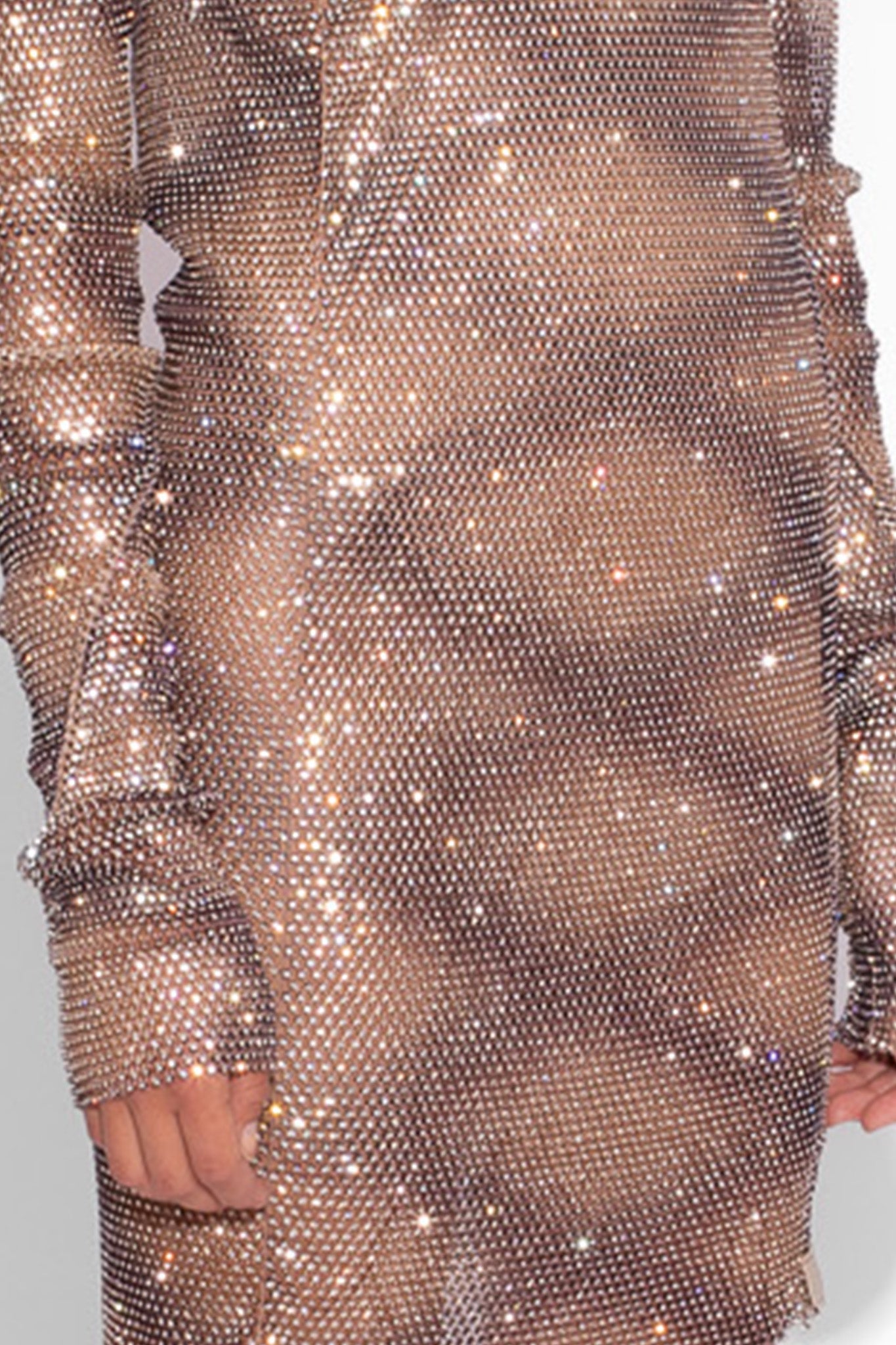 Crystal Embellished Fishnet Mini Dress in Snakeskin