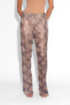 Crystal Embellished Fishnet Trousers in Snakeskin